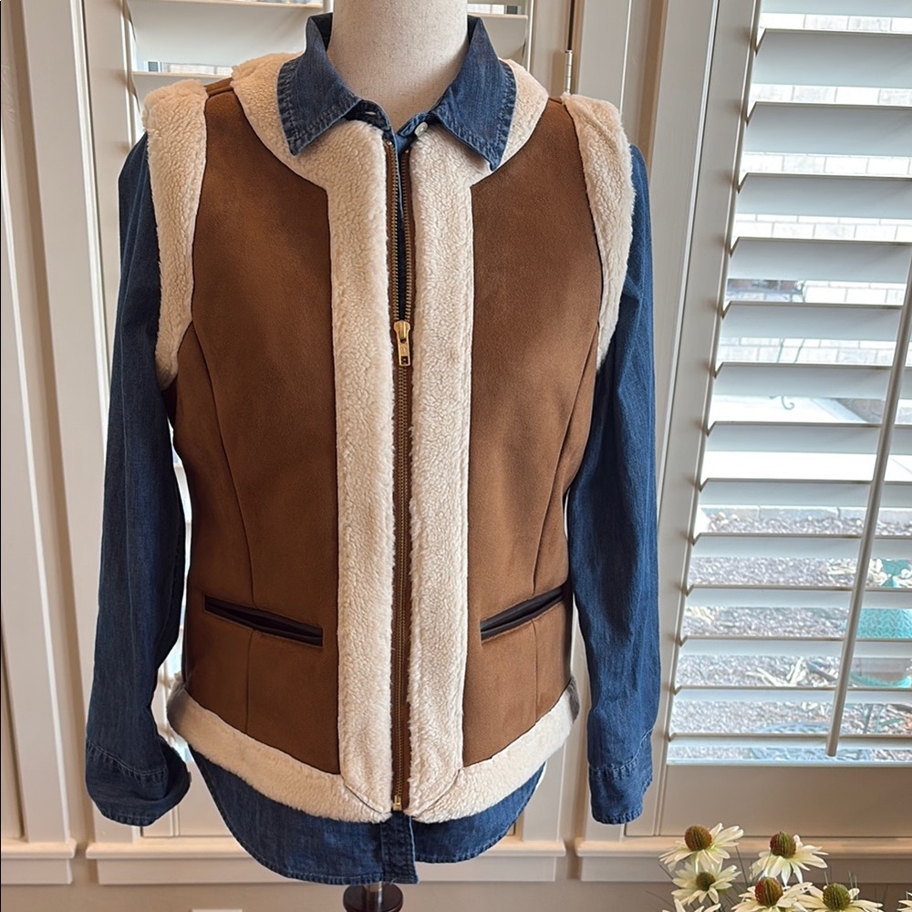 Talbots Faux Shearling Vest NWT